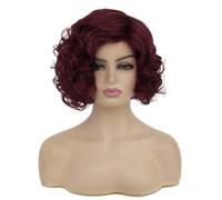 Baruisi Short Curly Wine Red Wigs for Women Synthetic Natural Costume Cosplay Party Wig,Wine Red