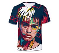 Baruler Jacket teen children rapper xxxtentacion commemorative 33D round neck print short-sleeved T-shirt (XXL, 1)