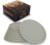 BARVIVO Drink Coasters Set of 8 - Tabletop Protection For Any Table Type, Wood, Granite, Glass, Soapstone, Marble, Stone Tables - Perfect Grey Soft Coaster Fits Any Size of Drinking Glasses.
