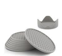 Barvivo Drink Coasters Set of 8 /w Holder - Tabletop Protection for Any Table Type, Wood, Granite, Glass, Soapstone, Sandstone, Stone Tables - Perfect Soft Coaster Fits Any Size of Drinking Glasses
