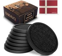 Barvivo Silicone Coasters for Drinks - Set of 8 Modern Bar Coasters with Removable Felt Pad - Durable Drink Coasters for Tabletop Protection - Suitable for Drinks, Coffee & All Table Types - Black