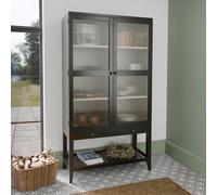 Barwick Glazed Cabinet - 2 Door - 1 Drawer - Charcoal