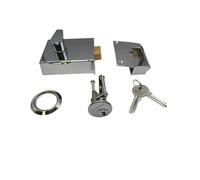 Bary Dead Bolt Night Latch Complete with Rim Cylinder (Chrome)