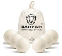 Baryah Wool Dryer Balls XL Pack of 6 - 100% Organic New Zealand Wool, Reusable Eco Tumble Dryer Balls UK - Reduce Drying Time, Wrinkles & Static - Natural Fabric Softener Alternative