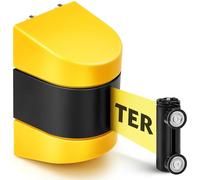 Barydat 1 Pieces 16.4 ft Magnetic Retractable Wall Barrier, Wall Mount Crowd Control Wall Retractable Belt, Safety Belt with ABS Case, Caution Do Not Enter Belt for Grocery Retail Store Stadium