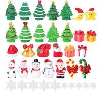 Barydat 100 Pcs Christmas Miniature Figurines Bulk Mini Crafts Resin Santa Claus Snowman Ornaments Kit for DIY Christmas Snow Globes Garden Decoration (Carriage Style)