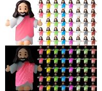 Barydat 100 Pcs Little Jesus Figures Glow in The Dark Jesus Bulk Christian Gifts to Hide and Seek Let Your Light Shine Religious Party Favor for Halloween Church Baptism Sunday School (8 Colors)