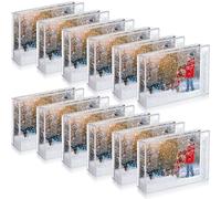 Barydat 12 Pcs 2 x 3 Inch Christmas Snow Globe Photo Frame Bulk Glitter Acrylic Picture Frames Floating Water Photo DIY Crafts Kit for Xmas Holiday Winter Gifts Home Pictures Tabletop Display