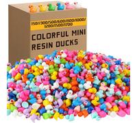 Barydat 150 Pcs Colorful Mini Resin Ducks Bulk Tiny Duck Decoration for Hide and Seek Prank Cruises Holiday Party Baby Miniature Garden Accessory Figures for Dollhouse Landscape Aquarium Gift