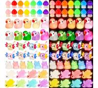 Barydat 200 Pcs Luminous Mini Resin Animals Glow in The Dark Ducks Axolotl Frog Mushroom Turtle Tiny Figurines for Hide Pranks Miniature Gift Decorations for Garden Micro Landscape Aquarium Dollhouse
