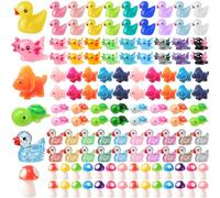 Barydat 200 Pcs Mini Resin Animals Figures Small Variety Animals to Hide Tiny Duck Axolotl Dinosaur Turtle Mushroom Figures for Christmas Easter Gifts Landscape Game Garden Decorations Garden Crafts