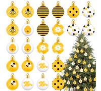 Barydat 24 Pcs Summer Balls Ornaments for Tree Hanging Ornaments Decor Glitter Yellow Tree Decorations Themed Party Supplies for Wedding Baby Shower Holiday (Bee Style), SIJ-Barydat-2696