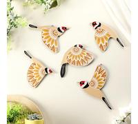 Barydat 5 Pcs Wooden Bird Wall Art Wood Flying Birds Wall Decor Rustic Folk Art Scandinavian Home Decor for Gift Living Room Bedroom Kitchen Office(Yellow)