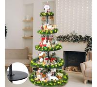 Barydat 5 Tier 59 Inches Metal Christmas Tree Village Christmas Bookshelf Display Supplies Ornament Display Tree Stand Village Bookshelf Holder for DIY Home Holiday Decoration