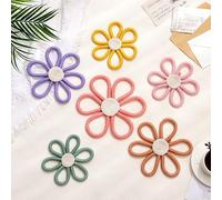 Barydat 6 Pcs Boho Nursery Decor Daisy Flower Woven Macrame Wall Hanging 3 Size Daisy Flower Wall Decor Bohemian Nursery Decorations for Home Dorm Art(Multicolor)