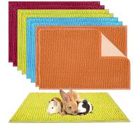 Barydat 8 Pcs Guinea Pig Cage Liner for Guinea Pig Cage Bedding Reusable Rabbit Mat Pad Washable Training Pad Animal Sleeping Bedding Mat(16x12'',Champagne, Lake Blue, Dark Purple, Grass Green)