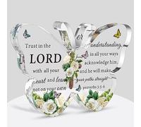 Barydat Acrylic Christian Gifts Bible Verses Religious Gifts for Women Men Inspirational Scripture Gifts Butterfly Prayer Room Decor Faith Keepsake Paperweights for Christmas Home (Trust Lord)