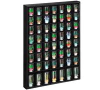 Barydat Shot Glass Display Case Wood Shot Glass shelf holder 56 Compartments Wall-mounted Rustic Bar Cabinet(Black,1 Pcs)