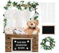 Barydat Wooden Baby Shower Crate Closet, Baby Basket with Handle and Felt Letter Board Kit Garland Baby Shower Wooden Gift Crate Personalized Basket for Pregnancy Announcement New Parent (Walnut)