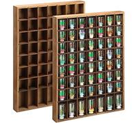 Barydat Wooden Shot Glass Display Cabinet 56 Compartments Wall Mounted Rustic Bar Cabinet (Brown, Pack of 2)