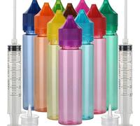 Barzisoridar 10pcs 60ML Unicorn PET bottle with Dropper Tips and Bottle Dispensor for DIY Liquid (Rainbow)