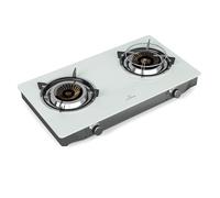 Barzona Portable Camping Stove Gas Hob 2 Burners Stainless Steel & Glass 7.7 kW