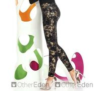 Bas Bleu Polly women's long leggings patterned shiny regular waist - made in EU