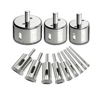 Basage 12Pcs Diamond Drill Bits Glass Tile Hole Saw Bits Set, Hollow Core Drill Bits, Extractor Remover Hole Saws for Glass, Ceramics, Porcelain, Ceramic Tile
