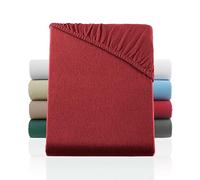 BaSaTex Fleece Flannelette Winter Fitted Sheet 100% Cotton 90 x 200 - 100 x 200 cm Bordeaux