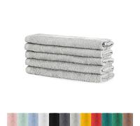 BaSaTex - Hand Towel Set for Guests Pack of 5 - Terry Towels with Hanging Loop Made of Soft Cotton in 30 x 50 cm - Wash Towels for Guests Oeko-Tex Standard 100 Certified - Grey