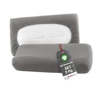 BaSaTex Organic Cushion Covers Stretch Covers Pack of 2 for Neck Pillow and Health Pillow | 97% GOTS Certified Cotton + 3% Elastane | 30 x 50 cm - Colour: Anthracite