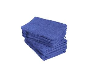 BaSaTex Pack of 10 Wash Mitts Size 15 x 21 cm Royal Blue 100% Cotton