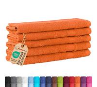 BaSaTex Terry Towelling Guest Towels Set of 5 30 x 50 cm Orange | 100% cotton terry, Oeko-Tex made in green certified, hanging loop, 500 g/m², absorbent and durable