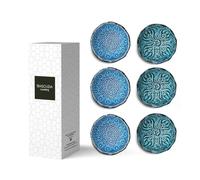 Bascuda Small Ceramic Dip Bowls Set of 6 - Iznik Series | Aegean Whirl - 8cm - Hand-Embossed Motifs | Small Ramekins for Dips, Sauces, Condiments - Dishwasher Safe - Stylish Tableware for Kitchen