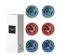 Bascuda Small Ceramic Dip Bowls Set of 6 - Iznik Series | Spring Bloom - 8cm - Pirate Green, Red, Blue | Small Ramekins for Dips, Sauces, Condiments - Dishwasher Safe - Stylish Tableware for Kitchen