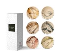 Bascuda Small Ceramic Dip Bowls Set of 6 - Colonsay Mocha Series | Marble Bloom - 8cm - Small Ramekins for Dips, Sauces, Condiments - Microwave, Oven & Dishwasher Safe - Stylish Tableware for Kitchen