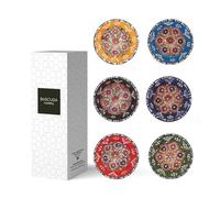 Bascuda Small Ceramic Dip Bowls Set of 6 - Rochelle Series | Summer Bloom - 8cm - Floral Mandala Design | Small Ramekins for Dips, Sauces, Condiments - Dishwasher Safe - Stylish Tableware for Kitchen