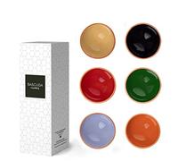 Bascuda Small Ceramic Dip Bowls Set of 6 - Ruabon Series | Mixed Glazes - 8cm - Small Ramekins for Dips, Sauces, Condiments - Microwave, Oven & Dishwasher Safe - Stylish Tableware for Kitchen