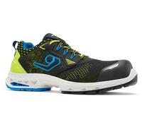 Base B1704D New York Safety Trainers S1PS ESD Slip Resistant Lightweight Breathable Antistatic Work Shoes with Shock Absorption, Black/Green, UK 6.5