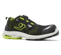 Base B1708A Stockholm BOA Fit Lacing Safety Trainers S1PS ESD Slip Resistant Lightweight Breathable Antistatic Work Shoes with Shock Absorption, Black/Green, UK 13