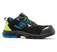 Base B1711A Athens Water Resistant Safety Trainers S1PS ESD Slip Resistant Lightweight Breathable Antistatic Work Shoes with Shock Absorption, Black/Green, UK 11