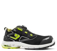 Base B1713A Helsinki BOA Lacing Waterproof Safety Trainers S7S ESD Slip Resistant Lightweight Breathable Antistatic Work Shoes with Shock Absorption, Black/Green, UK 6
