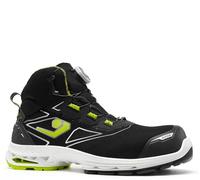 Base B1714A Copenhagen BOA Lacing High-Top Waterproof Safety Trainers S7S ESD Slip Resistant Lightweight Breathable Antistatic Work Shoes with Shock Absorption, Black/Green, UK 9