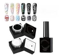 Base gel15mlwith Black & White Poking Gels - nailBuilder Adhesive Set | Strong nailFoundation Gel, Creative nailSculpting Poking gelfor, Decorations & Extensions, Salon-Grade Manicure Glu