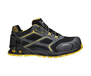 BASE K-SPEED B1004C S1P HRO SRC Aluminium Toe i-daptive Sole Dry’n Air Footbed SmellStop Ballistic Midsole Seamless Safety Trainer, Black/Yellow, UK 5