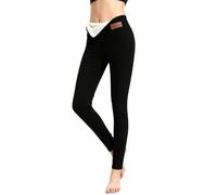 Base Layer Leggings Women,Fleece Lined Leggings Women Thick Warm Fluffy Elastic High Waisted Yoga Pants Ladies Winter Outdoor Travel Hiking Camping Thermal Tights Tummy Control Stretchy Legging Black