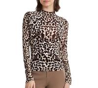 Base Layer Shirts Thermal Tops Blouse for Women Spring Leopard Print Sexy Tight Fitting Mesh with Black Edge Long Sleeved Base Shirt and Top for Running Hiking Cycling Breathable (Khaki, XL)
