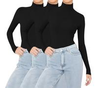 Base Layer Women, Soft Slim Fit Ladies Plain Tops Thermal Base Layer Shirt, Solid Colour Womens Long Sleeve T Shirts for Autumn and Winter