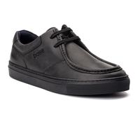Base London Dalston Mens Leather Lace-Up Comfort Casual Black Moccasins