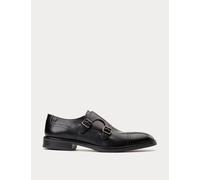 Base London Leather Double Monk Strap Shoes Black
